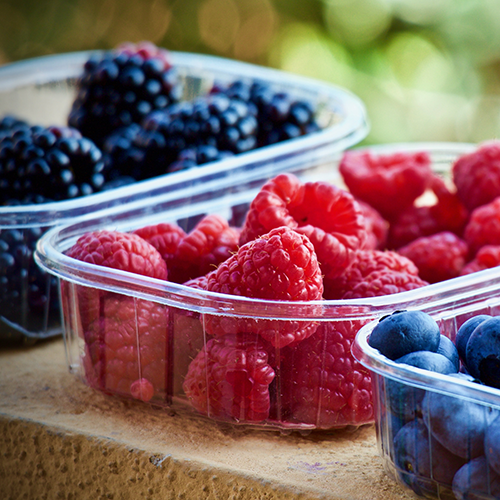 Berries in trays