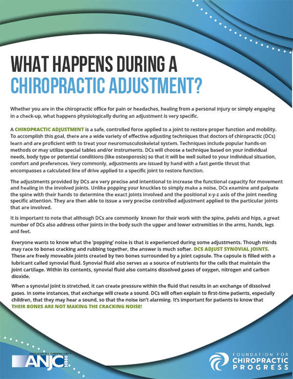 What happens during a chiropractic adjustment?